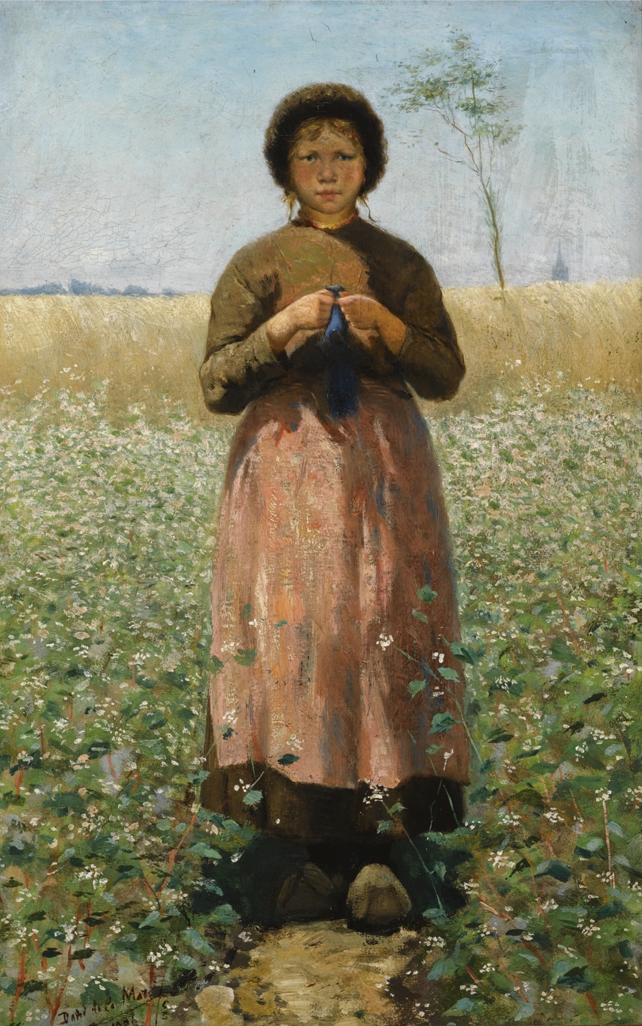 1251x2000 Filea Peasant Girl In A Field Of Flowers By David De La Mar (1832 - Peasant Girl Painting