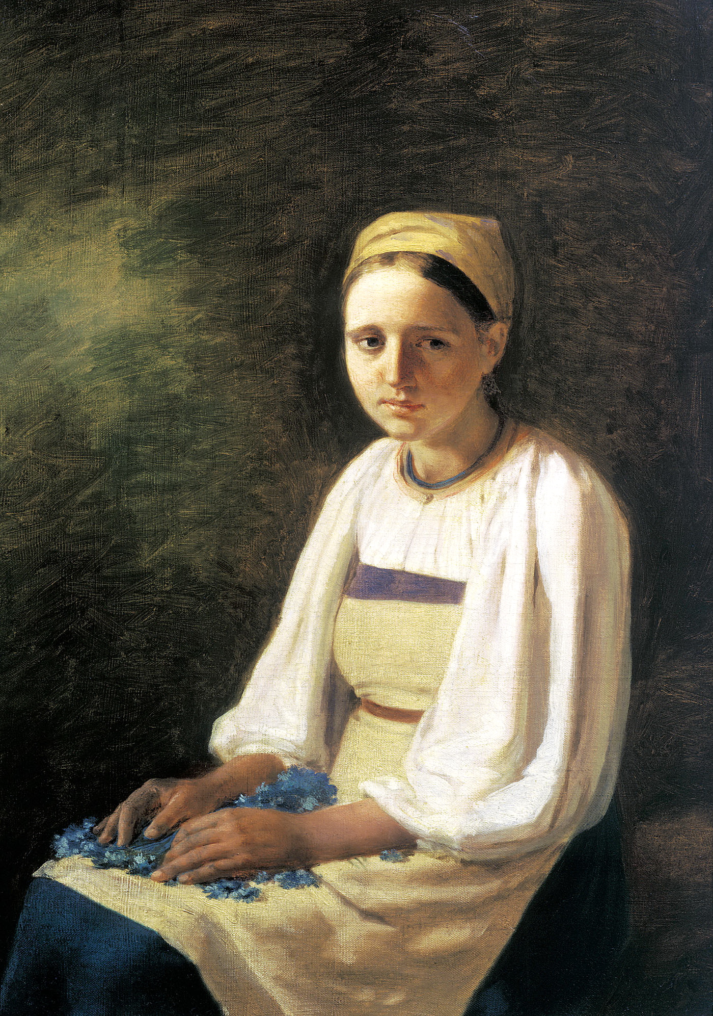 1400x1993 Filevenetsianov Peasant Girl With Cornflowers.jpg - Peasant Girl Painting