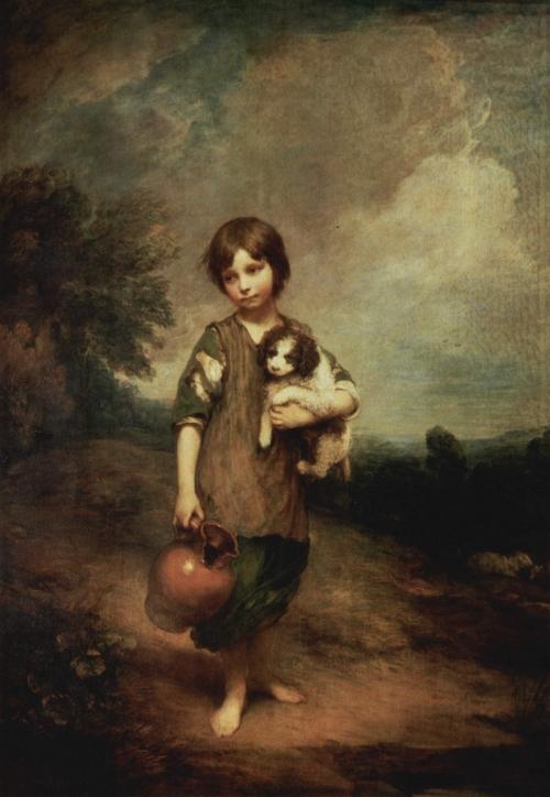 500x724 Peasant Girl With Dog - Peasant Girl Painting