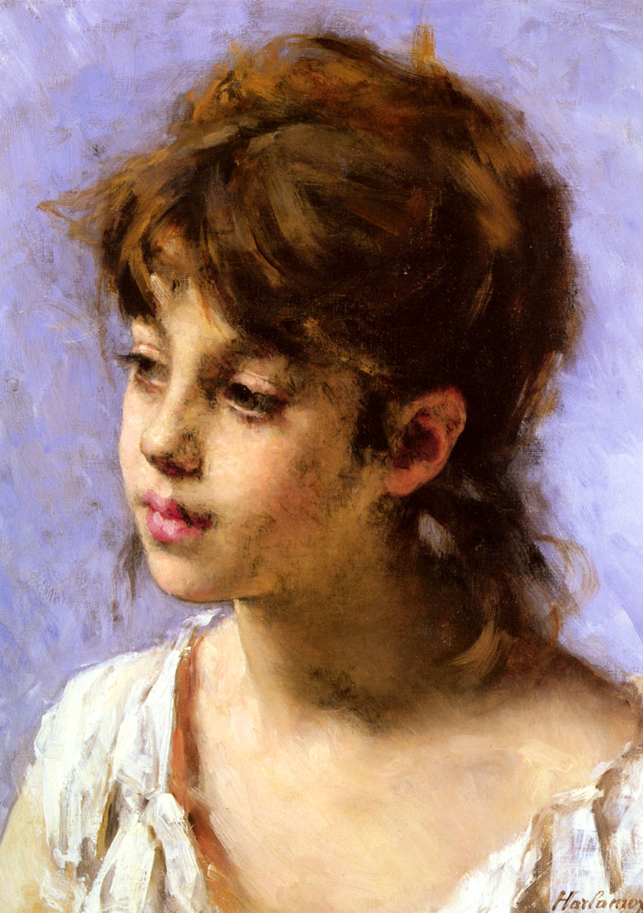 705x1000 Portrait Of A Peasant Girl Painting Alexei Alexeivich Harlamoff - Peasant Girl Painting