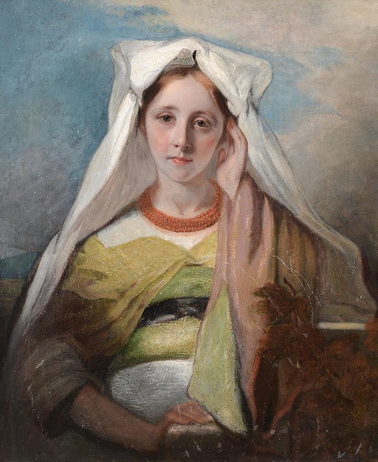 737x900 Portrait Of An Italian Peasant Girl Painting By John Stevens - Peasant Girl Painting