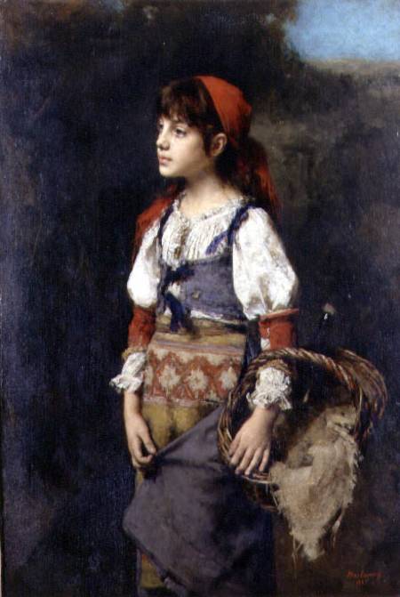 450x671 A Pretty Peasant Girl - Peasant Girl Painting