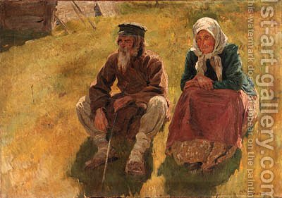 400x281 Old Russian Peasant Couple - Peasant Painting