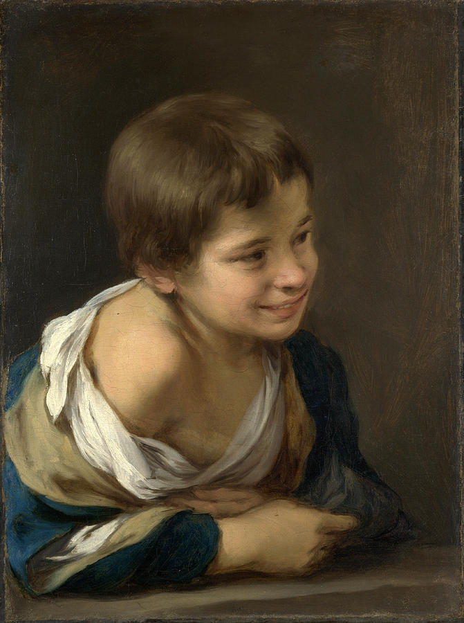 671x900 A Peasant Boy Leaning On A Sill Painting By Bartolome Esteban Murillo - Peasant Painting