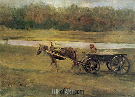 463x335 Peasant Woman In A Cart Valentin Serov Painting Reproduction - Peasant Painting