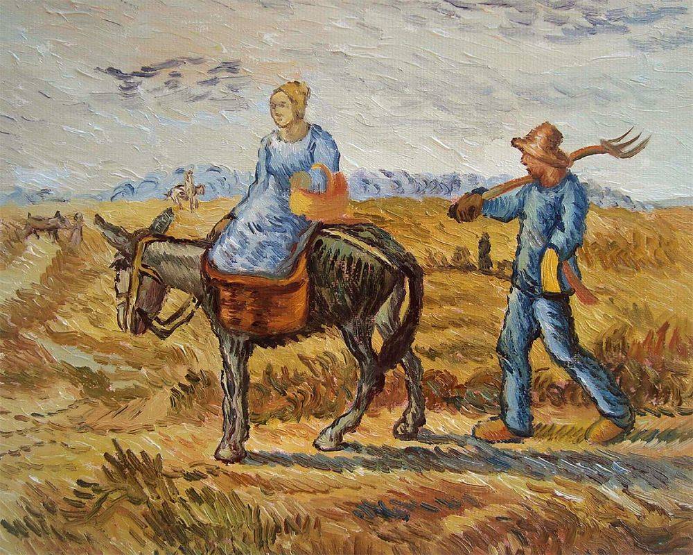 1000x800 Vincent Van Gogh, Peasant Couple Going To Work - Peasant Painting