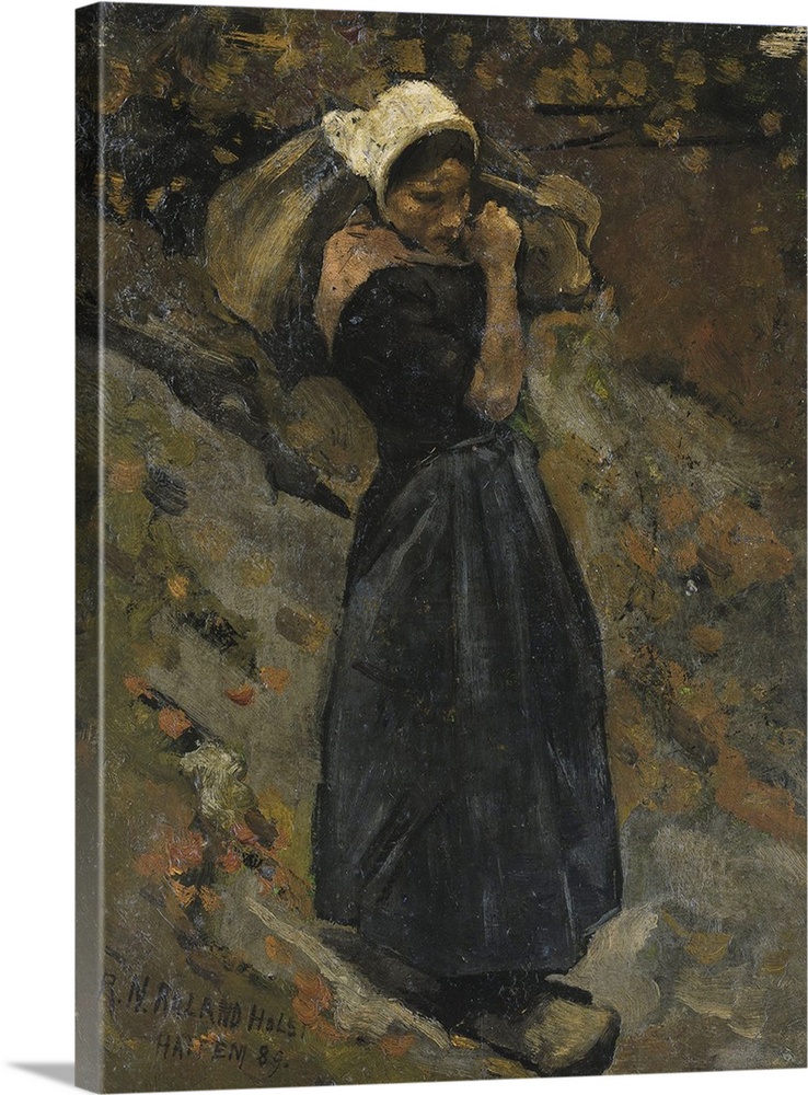 738x1000 A Peasant Woman Carrying A Sack, 1889. Dutch Painting, Oil - Peasant Painting