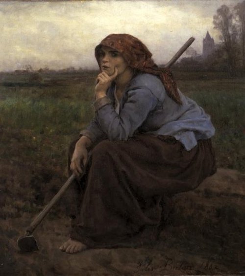 500x565 Young Peasant Girl With A Hoe 1882 Painting Jules Breton Oil - Peasant Painting
