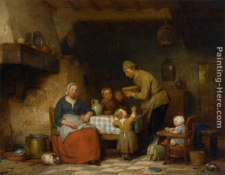 720x562 Ferdinand De Braekeleer A Peasant Family Gathered Around - Peasant Painting