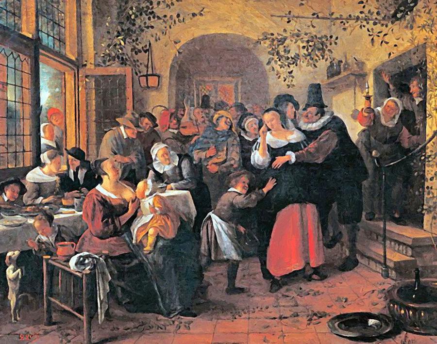 900x709 Peasant Wedding Painting By Steen Jan - Peasant Wedding Painting