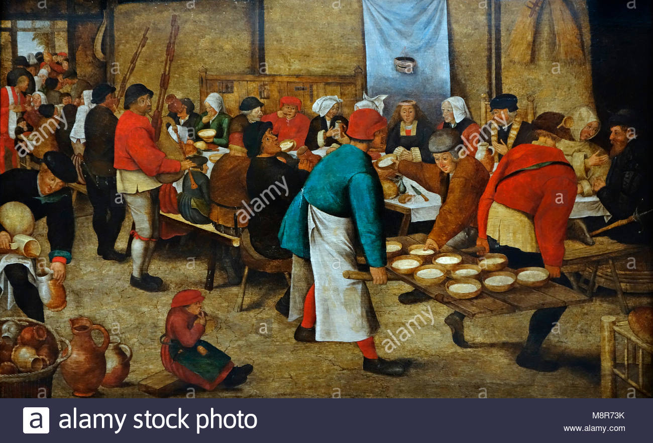 1300x881 Peasant Wedding In A Barn, 17th Century Oil Painting By Flemish - Peasant Wedding Painting