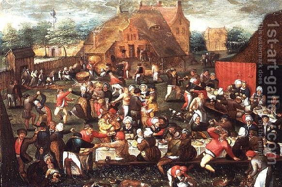 582x387 A Country Peasant Wedding Feast Or Feast Day Marten Van Cleve - Peasant Wedding Painting
