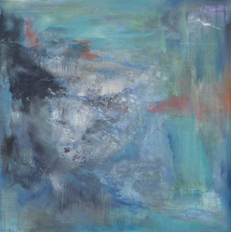 770x774 Saatchi Art Shades Of Cyan Painting By Mimi Herrera Pease - Pease Painting