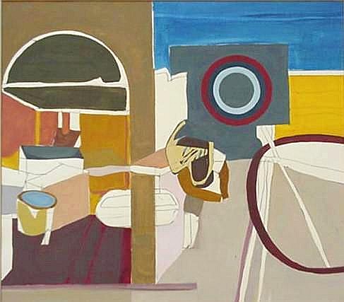 487x427 David Pease (American 1932 ) Composition - Pease Painting