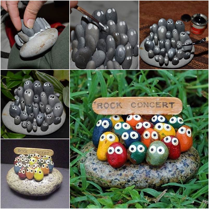 802x802 How To Diy Adorable Rock Concert Painted Rock Art - Pebble Art Painting