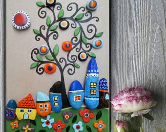 340x270 Butterfly And Flowers Hand Painted Pebbles Flowers Pebble - Pebble Art Painting