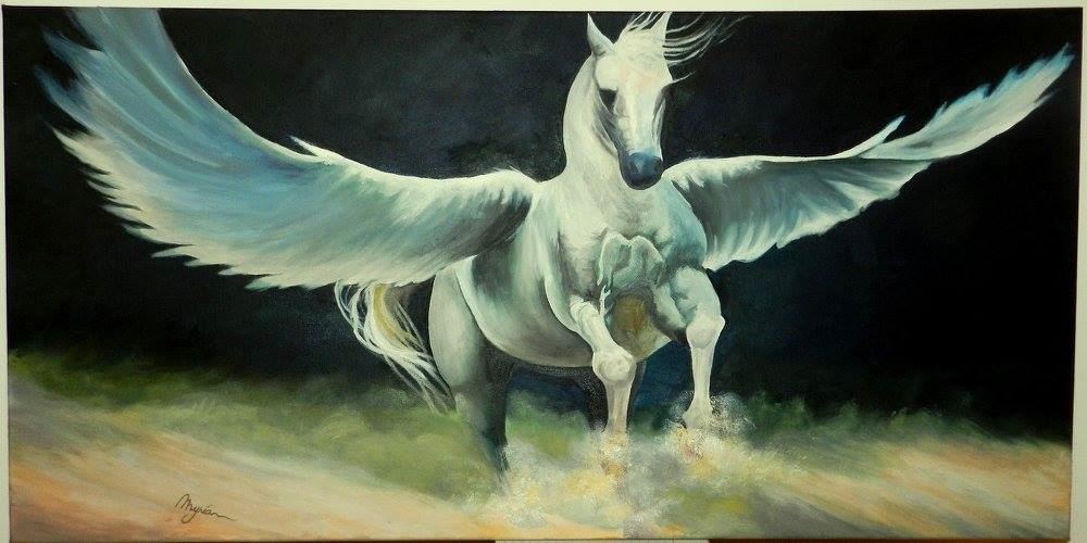 1000x500 Pegasus Fantasy - Pegasus Painting