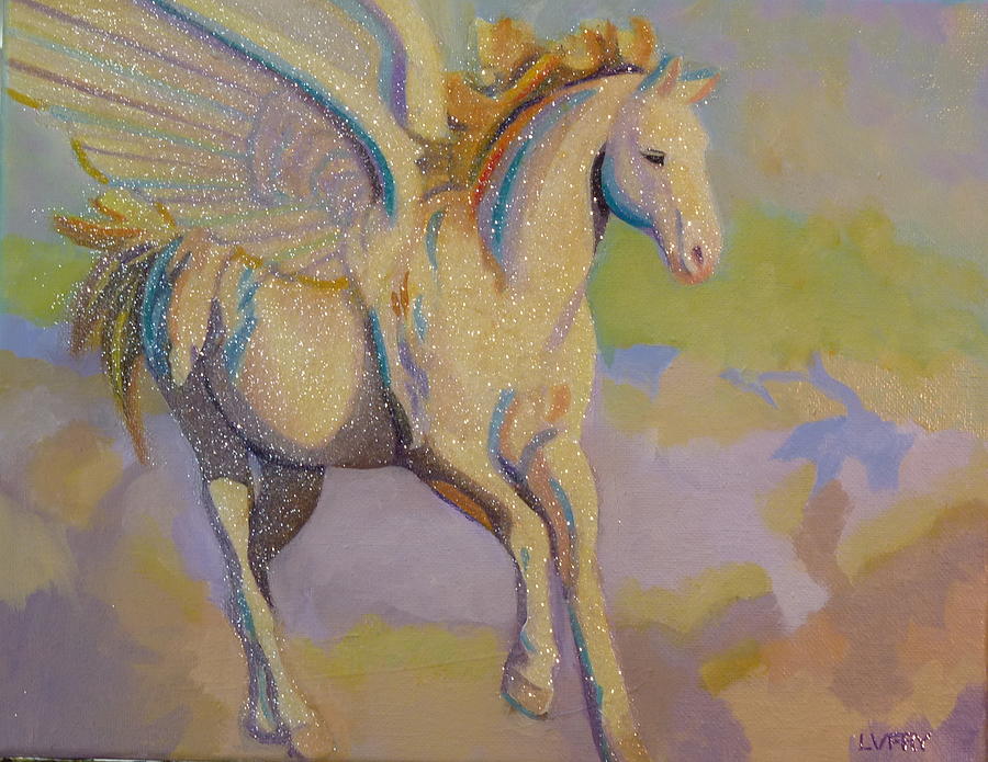 900x695 Pegasus Painting By L V Fry - Pegasus Painting