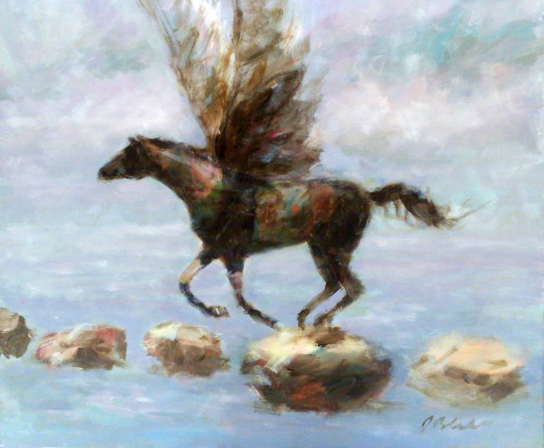 770x635 Saatchi Art Pegasus Painting By Jerzy Cichecki - Pegasus Painting