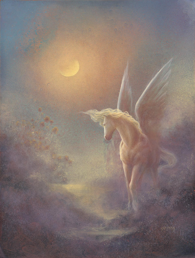 681x900 Astral Pegasus Painting By Jack Shalatain - Pegasus Painting