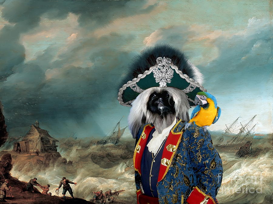 900x674 Pekingese Art Canvas Print Painting By Sandra Sij - Pekingese Painting