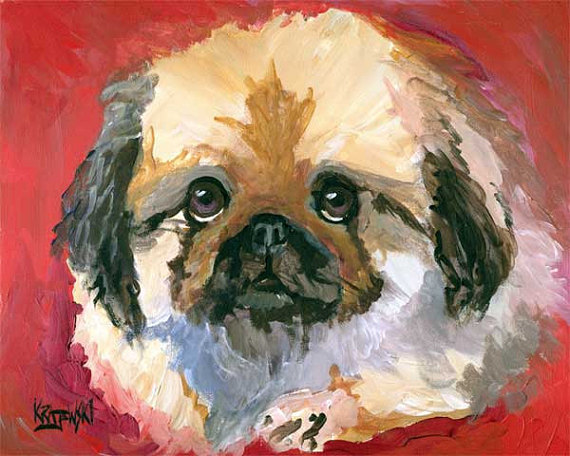 570x456 Pekingese Art Print Of Original Acrylic Painting 8x10 - Pekingese Painting