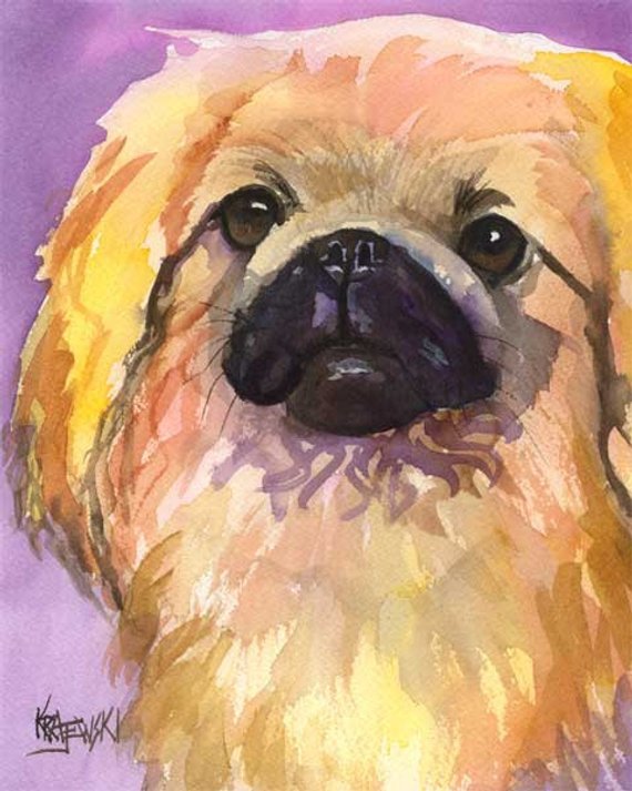 570x713 Pekingese Art Print Of Original Watercolor Painting 8x10 - Pekingese Painting