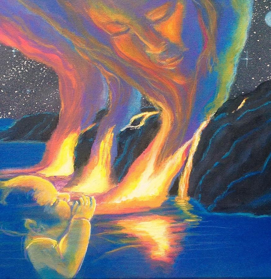 873x900 Pele Flowing Nursing Life Painting By Dolphin Dave Designs - Pele Painting