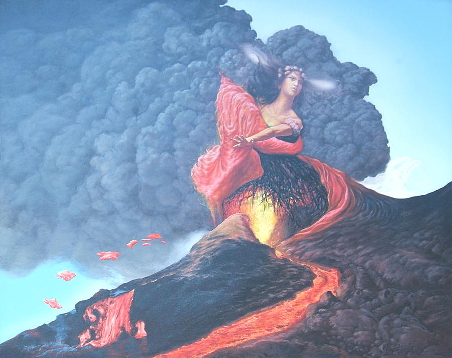 900x714 Pele Hawaiian Goddess Of Volcanoes Painting By Tom Hooper - Pele Painting