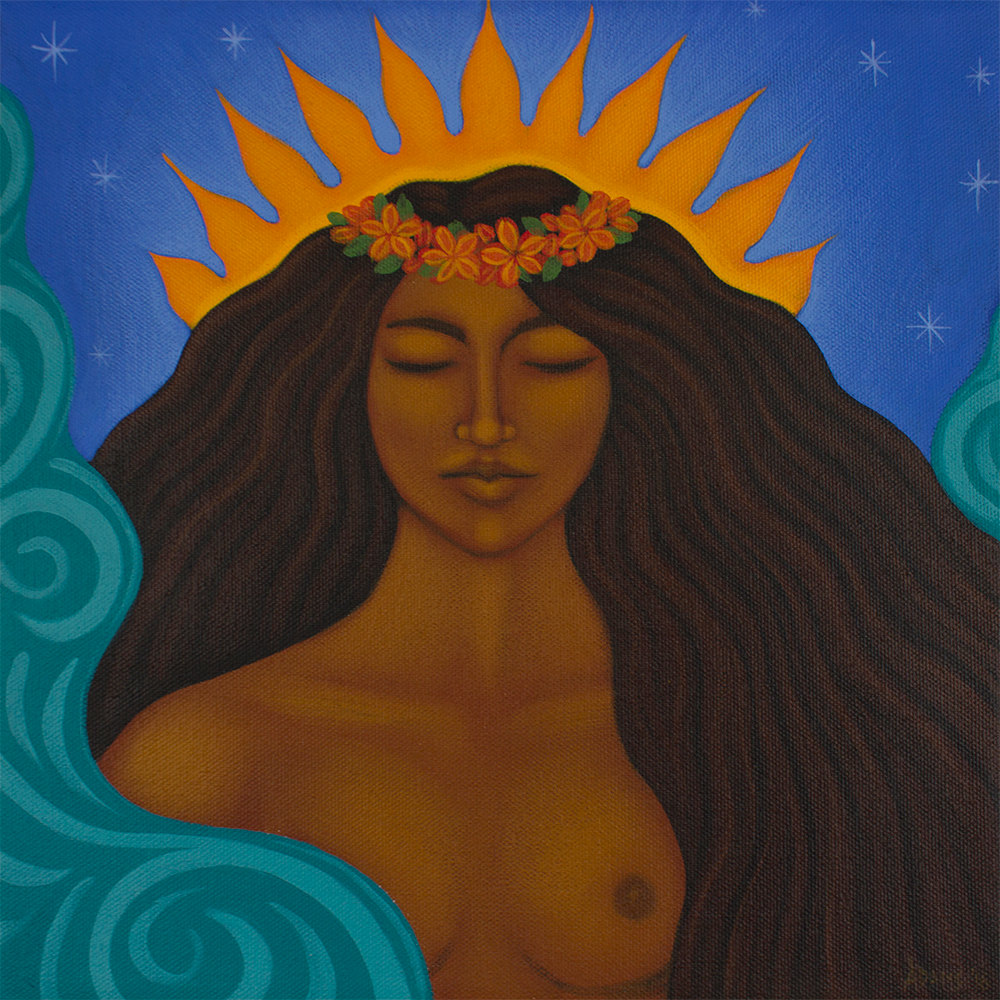 1000x1000 Pele Hawaiian Goddess Portrait Art Print Of Original Painting - Pele Painting