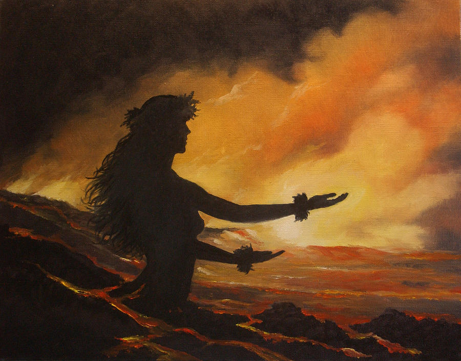 900x704 Pele Rejoicing Painting By Wallace Kong - Pele Painting