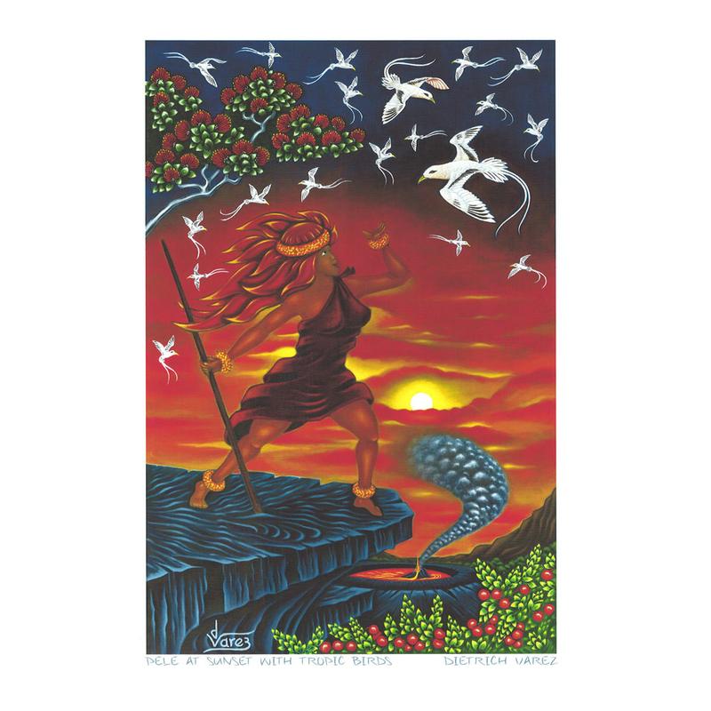 800x800 Art Print Pele Amp Tropical Birds By Dietrich Varez Hawaii - Pele Painting