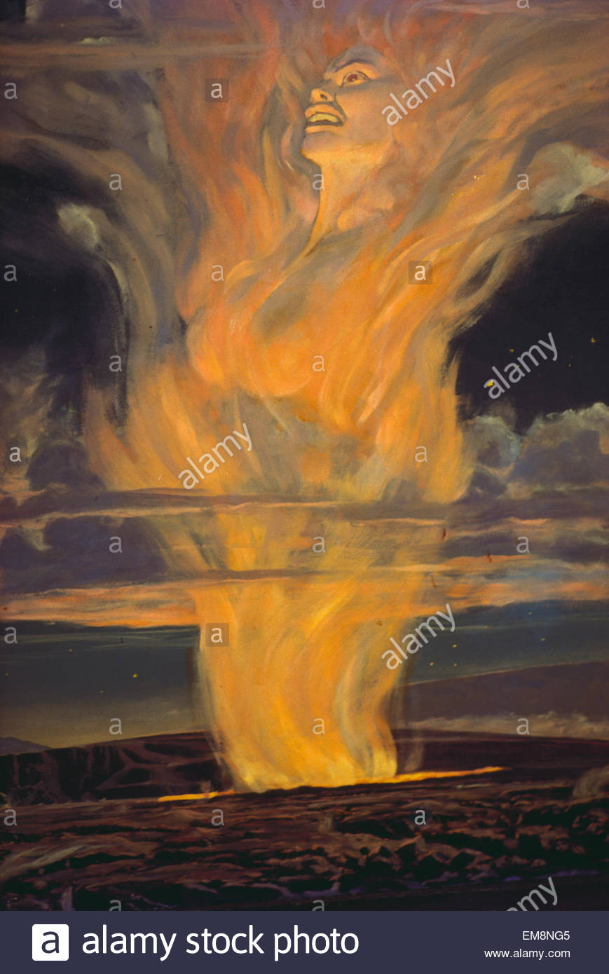 869x1390 C. 1930, Painting Of Volcano Goddess, Pele Stock Photo 81327125 - Pele Painting