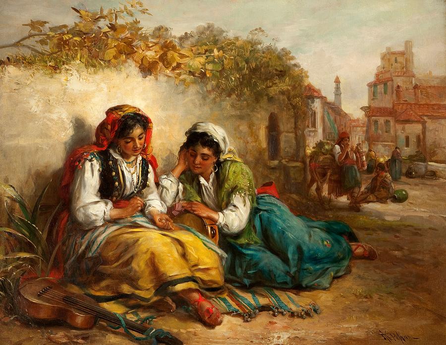 900x696 The Gypsies Painting By Thomas Kent Pelham - Pelham Painting