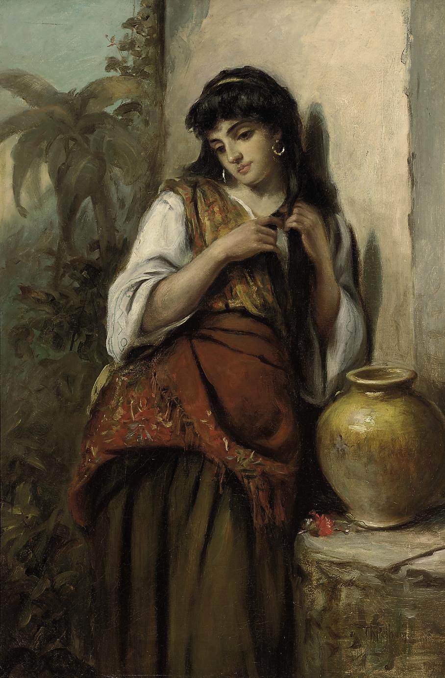 908x1381 Thomas Kent Pelham (Fl.1860 1891) A Little Maid Of Alicante - Pelham Painting