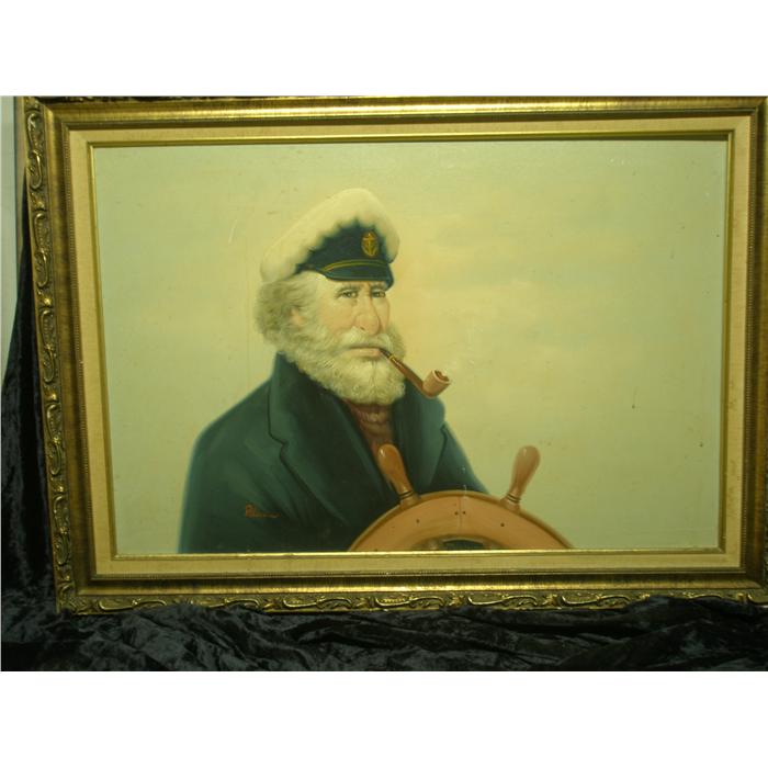 700x700 Gene Pelham Portrait Of A Captain Oil Painting C1960 - Pelham Painting