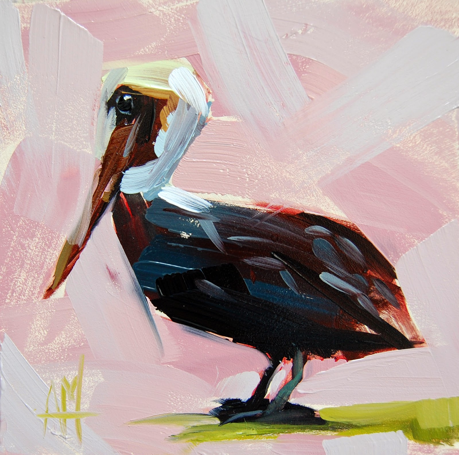 1600x1586 Louisiana Brown Pelican Painting Angela Moulton's Painting A Day - Pelican Painting