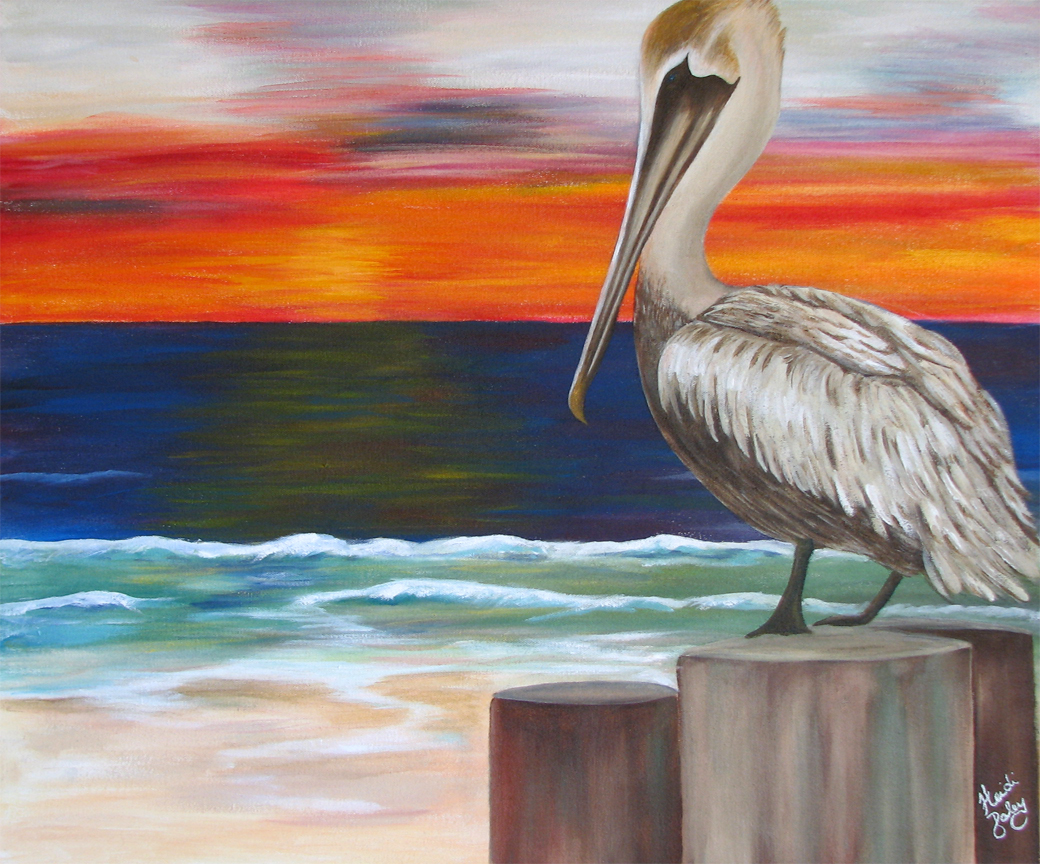 1040x864 Brown Pelican's Admiration - Pelican Painting