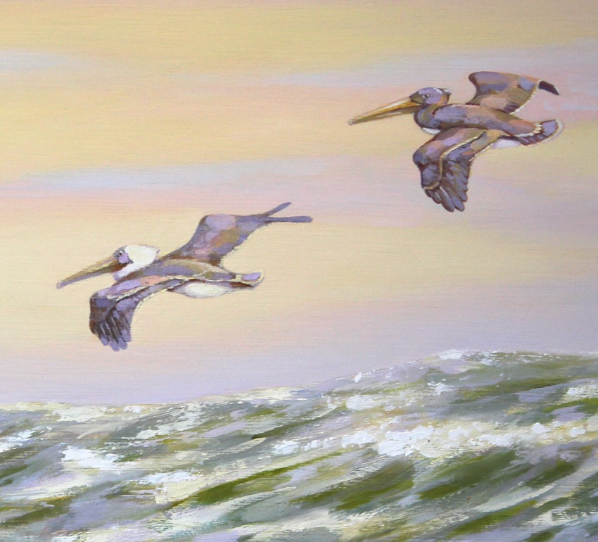 850x770 Pelicans Twilight Flight The Paintings Of William R. Beebe - Pelican Painting