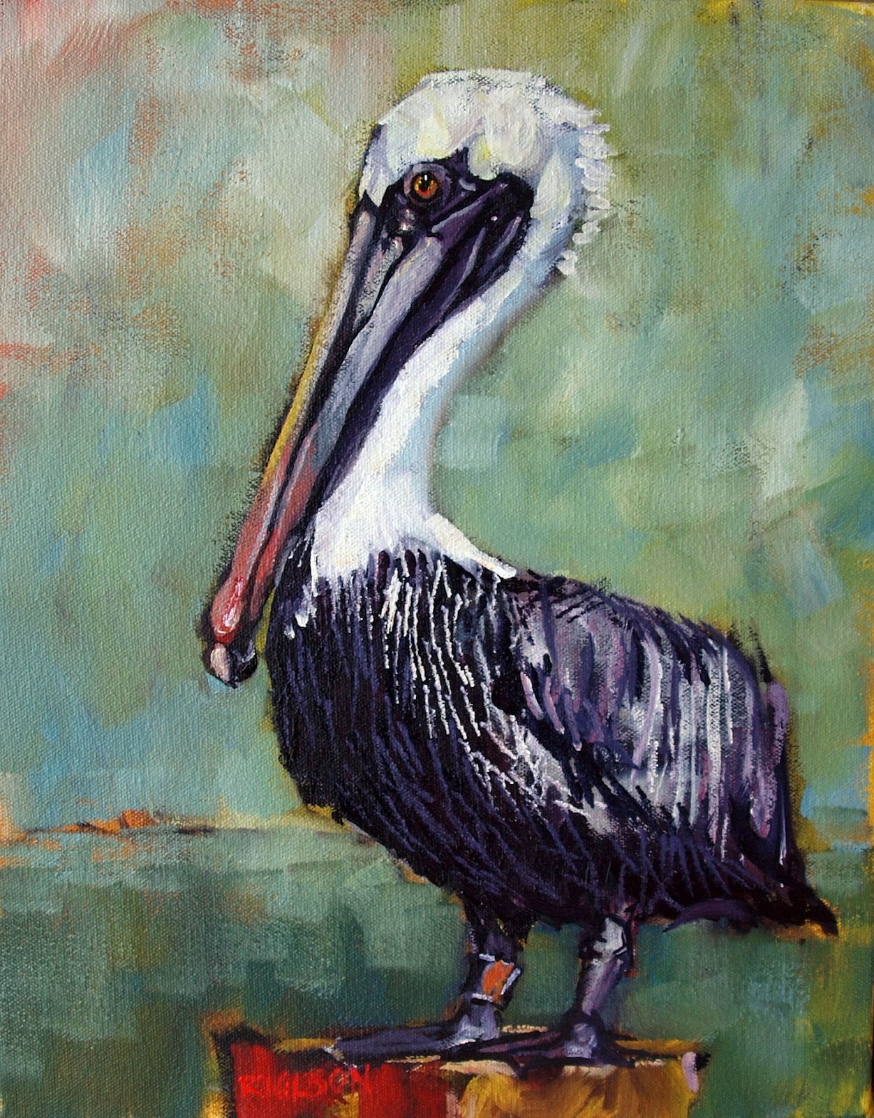 1252x1600 Rick Nilson's Paintings Lucky Pelican(Sold) - Pelican Painting
