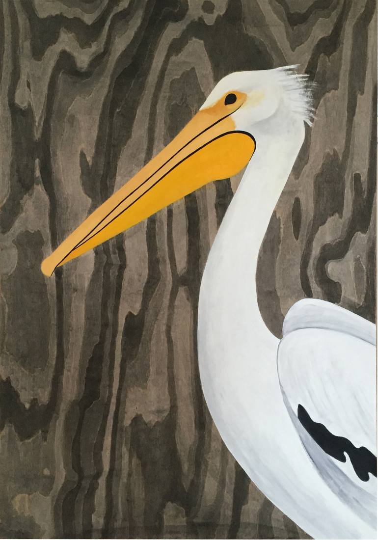 770x1100 Saatchi Art White Pelican Painting By Queen Verona - Pelican Painting