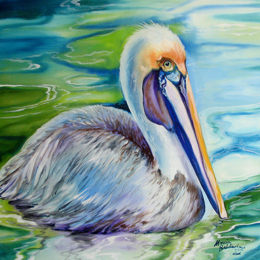 900x900 Brown Pelican Of Louisiana Painting By Marcia Baldwin - Pelican Painting