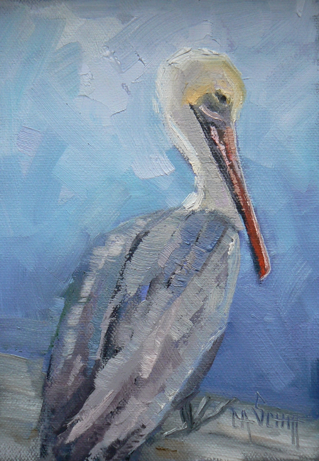 1055x1522 Carol Schiff Daily Painting Studio Pelican Daily Painting, 5x7 - Pelican Painting