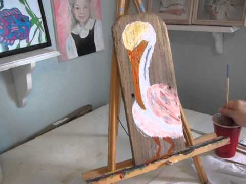 480x360 Beginner Acrylic Painting Tutorial Painting A Pelican - Pelican Painting On Wood