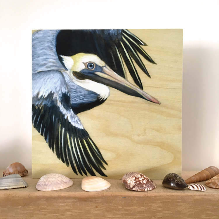 750x750 Bird Art On Wood - Pelican Painting On Wood