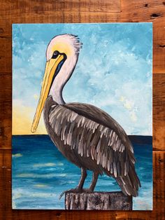 236x314 Custom Wood Art - Pelican Painting On Wood