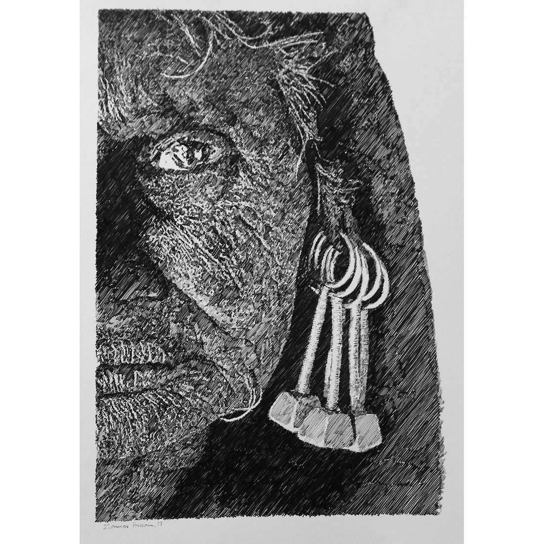 1100x1100 Zameer Hussain, Untitled 11 X 16 Inch, Pen Ink On Paper - Pen And Ink Painting