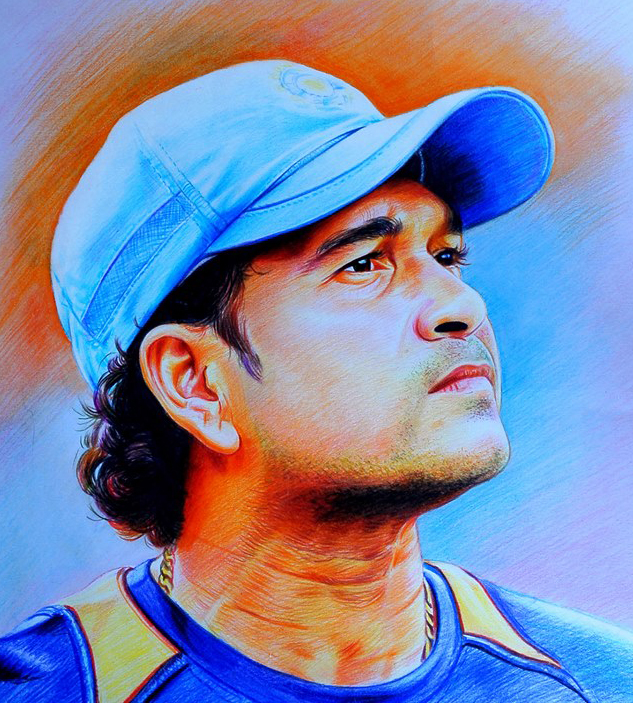 633x703 Colour Pencil Portrait Kerala Art Gallery - Pencil Colour Painting