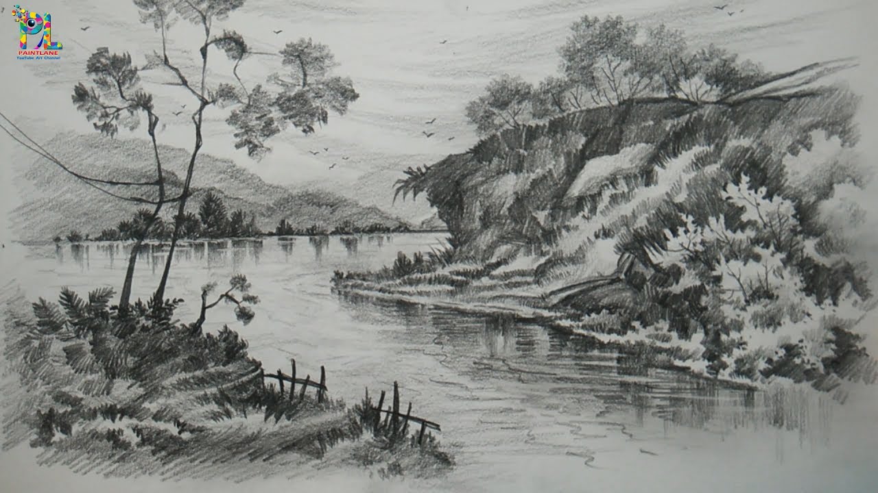 1280x720 Learn Drawing And Shading A Landscape Art With Pencil Pencil Art - Pencil Painting