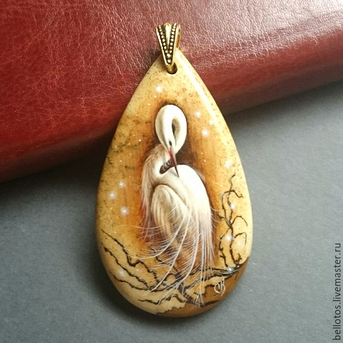 700x700 Pendant White Heron - Pendant Painting